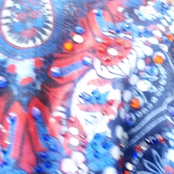 Petite Collection Tank Top w Scarve Overlay Red and Blue Sequins 4th of July - Picture 6 of 7